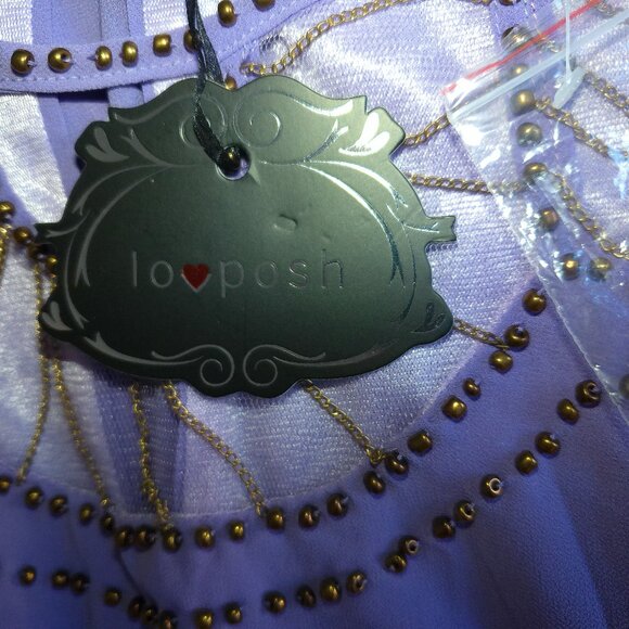 Iovposh, Purple long sleeve romper, with golden beads/fine chain details - Picture 14 of 16